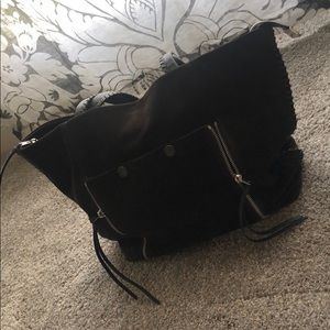 All saints deep brown suede purse.